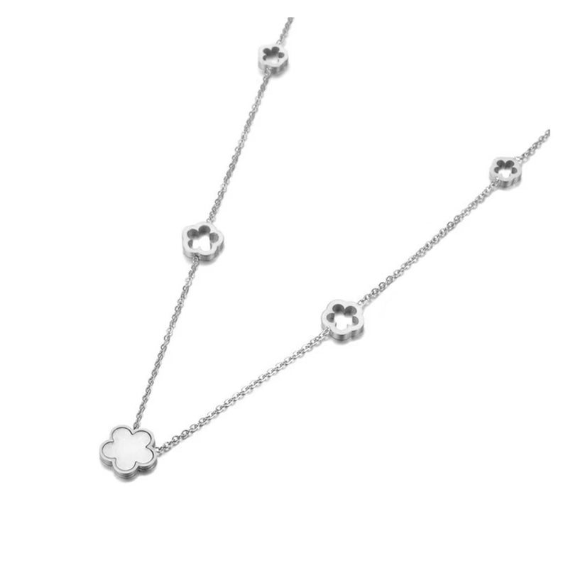 Titanium Steel Flower Charm Pendant Jewelry Set For Women Gift