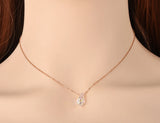 Water Drop CZ Crystals Pendant Necklace Titanium Stainless Steel Chain N19131