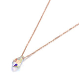 Water Drop CZ Crystals Pendant Necklace Titanium Stainless Steel Chain N19131