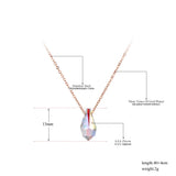 Water Drop CZ Crystals Pendant Necklace Titanium Stainless Steel Chain N19131