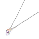 Water Drop CZ Crystals Pendant Necklace Titanium Stainless Steel Chain N19131
