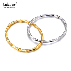 Waterproof 316L Stainless Steel Bamboo Bangle Bracelet For Women