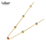 Colorful CZ Choker Necklace Stainless Steel Bohemia Beach Pendant