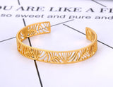 Vintage 18K Plated Leaves Plant Open Bangles For Women