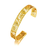 Vintage 18K Plated Leaves Plant Open Bangles For Women