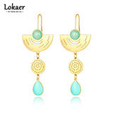 Vintage Opals Dangle Earrings 18K Plated Bohemia Party Earrings