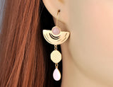 Vintage Opals Dangle Earrings 18K Plated Bohemia Party Earrings