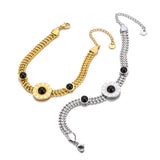 Waterproof 316L Stainless Steel Natural Stone Chain Bracelet Bangle For Women