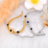 Waterproof 316L Stainless Steel Natural Stone Chain Bracelet Bangle For Women