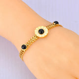 Waterproof 316L Stainless Steel Natural Stone Chain Bracelet Bangle For Women