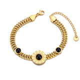 Waterproof 316L Stainless Steel Natural Stone Chain Bracelet Bangle For Women