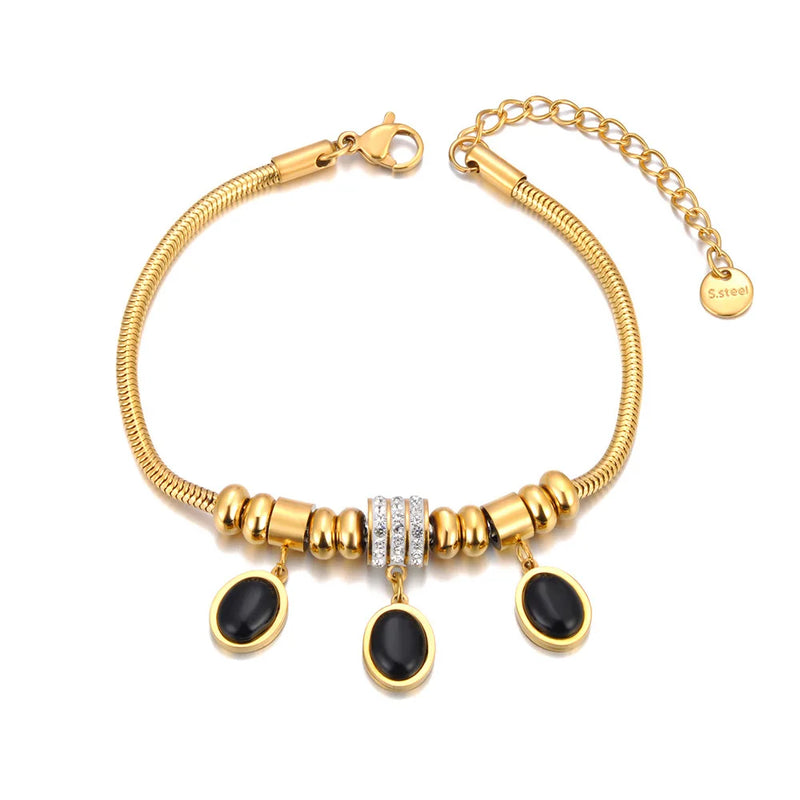 Waterproof Stone Charm Bracelet Bangle Women Jewelry