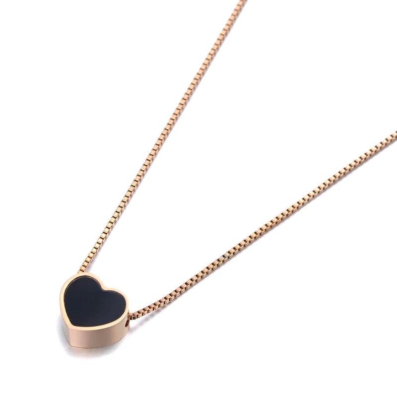 Heart Pendant Necklace For Girls Titanium Stainless Steel Choker N19136