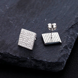 Lokkei Square Stud Earrings High Carbon Diamond