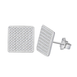Lokkei Square Stud Earrings High Carbon Diamond