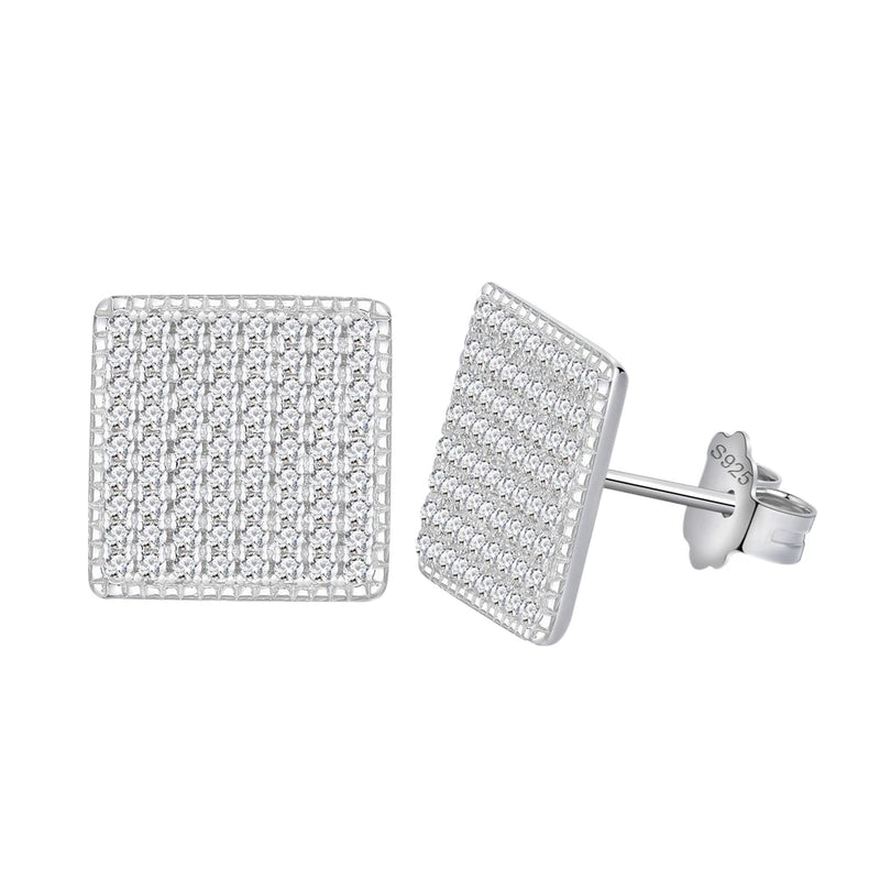 Lokkei Square Stud Earrings High Carbon Diamond