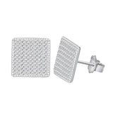 Lokkei Square Stud Earrings High Carbon Diamond