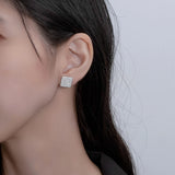Lokkei Square Stud Earrings High Carbon Diamond