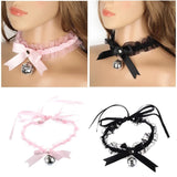 Lolita Bell Choker Collar Bowknot Necklace Bell Ribbon
