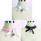 Lolita Bell Choker Collar Bowknot Necklace Bell Ribbon