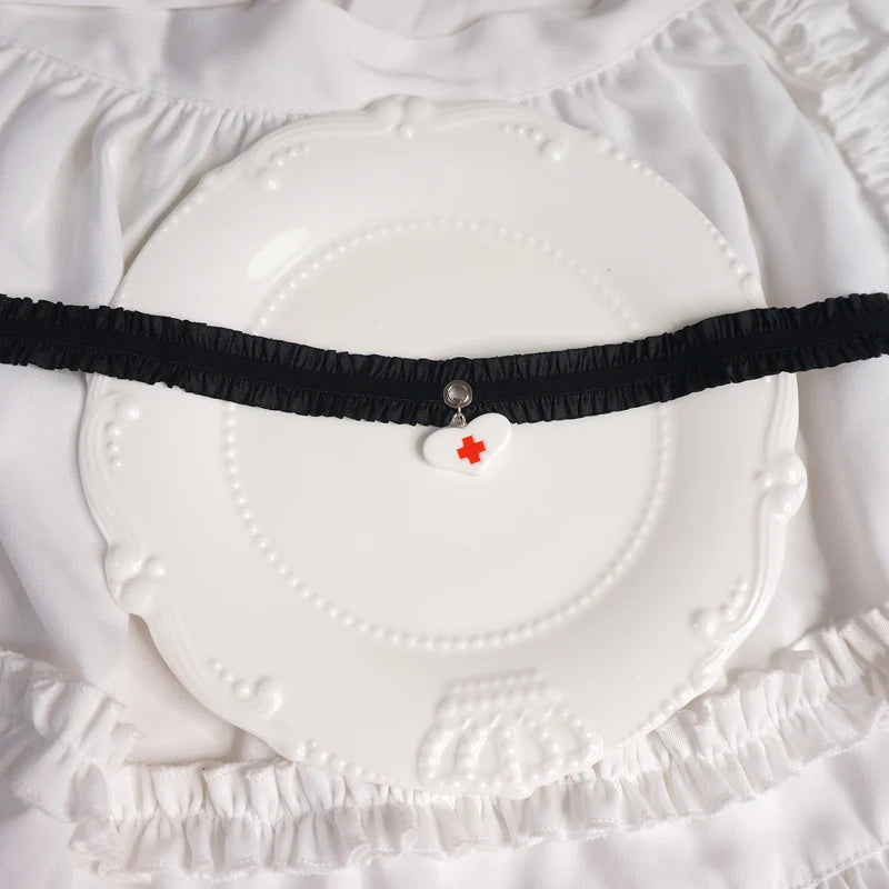 Lolita Hand-Made Dark Heart Cross Collar Choker Clavicle Chain