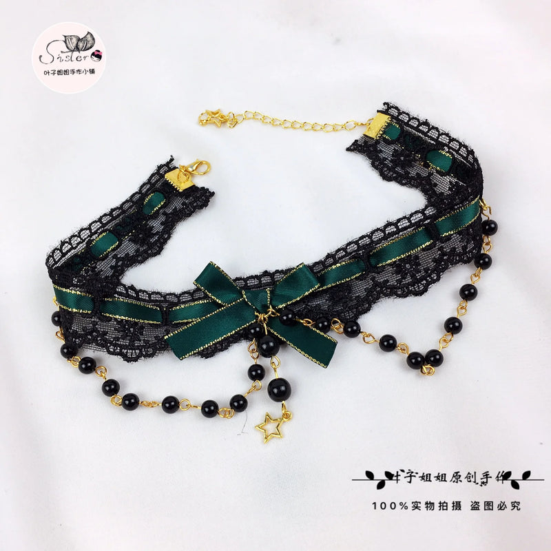Sweet Lace Lolita Necklace Japanese-style Pearl Choker