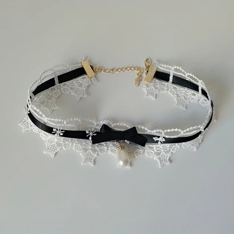 Lolita Alice Daily Life Versatile Neck GIRL'S Necklace Lace Bow Necklace