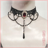 Gothic Style Lace Necklace Gem Crystal Icicle Dark Gorgeous Necklace
