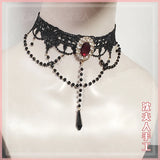 Gothic Style Lace Necklace Gem Crystal Icicle Dark Gorgeous Necklace