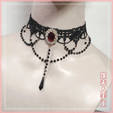 Gothic Style Lace Necklace Gem Crystal Icicle Dark Gorgeous Necklace