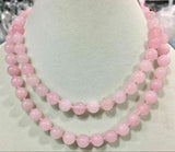 32in Natural 12mm Pink Jade Gemstone Round Beads Necklace AAA+