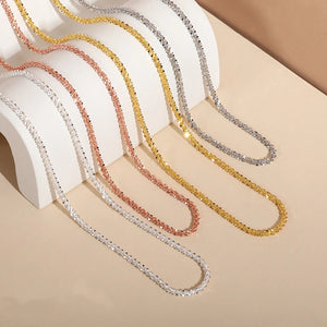 925 Sterling Silver Popcorn Chain Necklace For Women Rose Platinum Jewelry