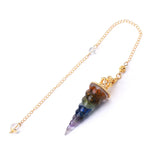 7 Chakra Crystal Pendulum Divination Natural Stone Chip Bead Cone Pendant