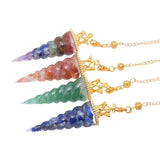 7 Chakra Crystal Pendulum Divination Natural Stone Chip Bead Cone Pendant