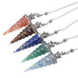 7 Chakra Crystal Pendulum Divination Natural Stone Chip Bead Cone Pendant