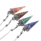7 Chakra Crystal Pendulum Divination Natural Stone Chip Bead Cone Pendant