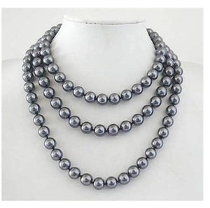 10mm South Sea Grey Shell Pearl Necklace 50'' AAA Fine