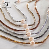 Hematite Bead Necklace with Pearls