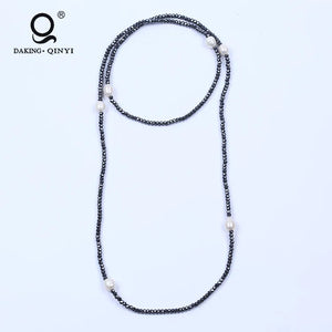 Hematite Bead Necklace with Pearls