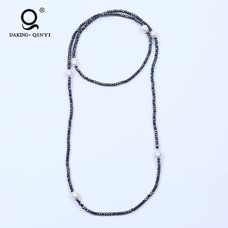 Hematite Bead Necklace with Pearls
