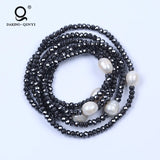 Hematite Bead Necklace with Pearls