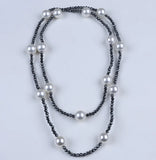 Hematite Bead Necklace with Shell Beads