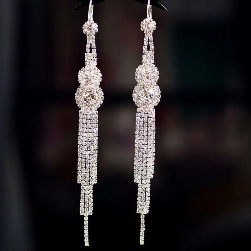Silver Clip On Earrings Wedding Prom Bridal Women Non-Pierced Ears