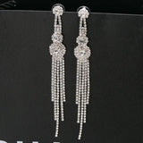 Silver Clip On Earrings Wedding Prom Bridal Women Non-Pierced Ears