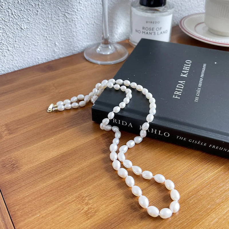 925 Sterling Silver Pearl Necklace All-Matched Choker