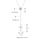Long Chain Necklace Real Sterling Silver Pendant Clear Zirconia Cross