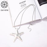 Long Chains Necklace with Starfish Pendant for Women