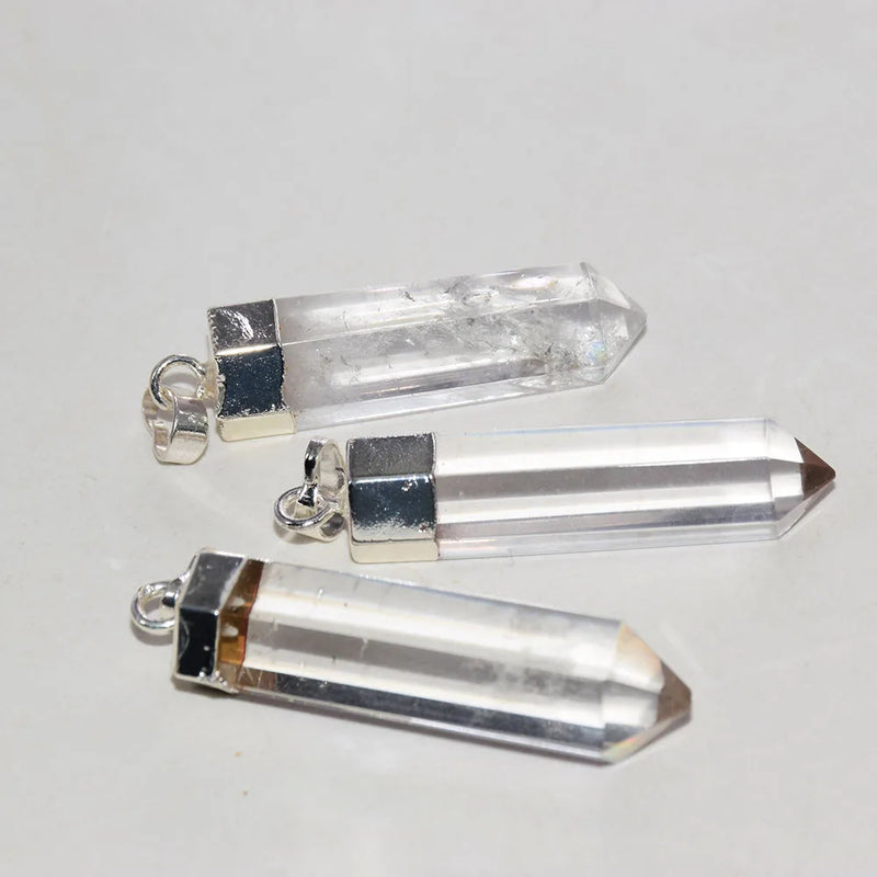 Clear Quartz Pendant Natural Stone Charm Necklace 5pc
