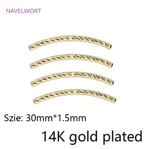 Long Curved Tube Beads 14K/18K Plated Bracelet Necklace Making Supplies