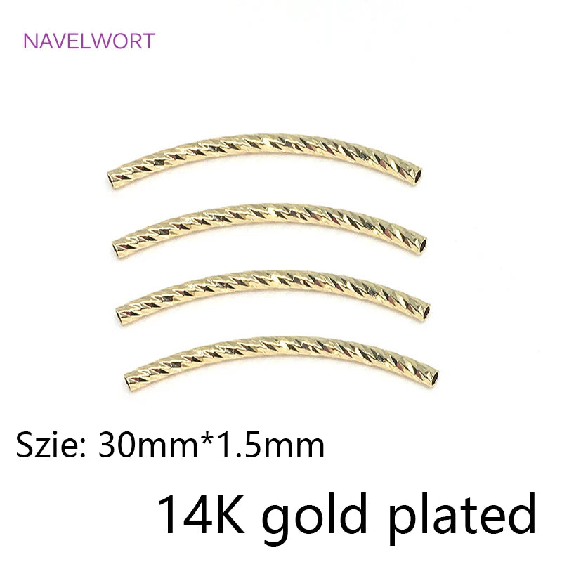 Long Curved Tube Beads 14K/18K Plated Bracelet Necklace Making Supplies
